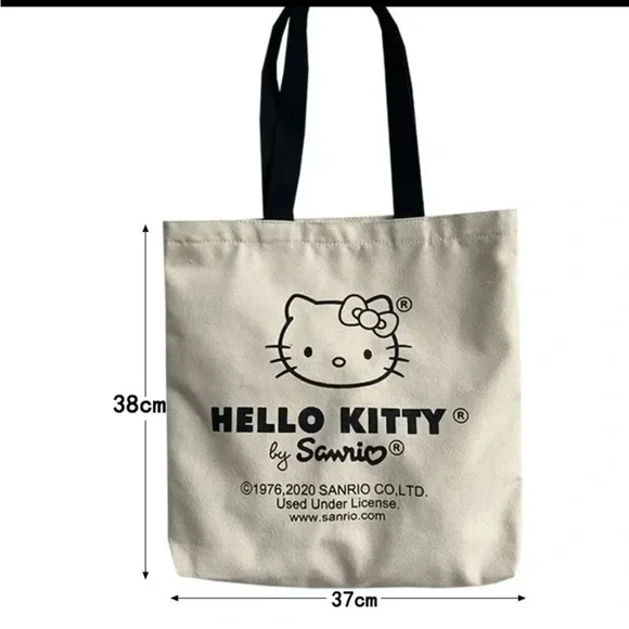 🆕 Hello Kitty Tote bag / cream  color w/ black graphics & straps 🖤 - Picture 3 of 8
